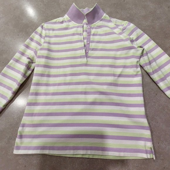 IZOD FLEX Women's Cotton Stretch Collared 3/4 Sleeves V-Neck Pullover Size S/P - Picture 2 of 11